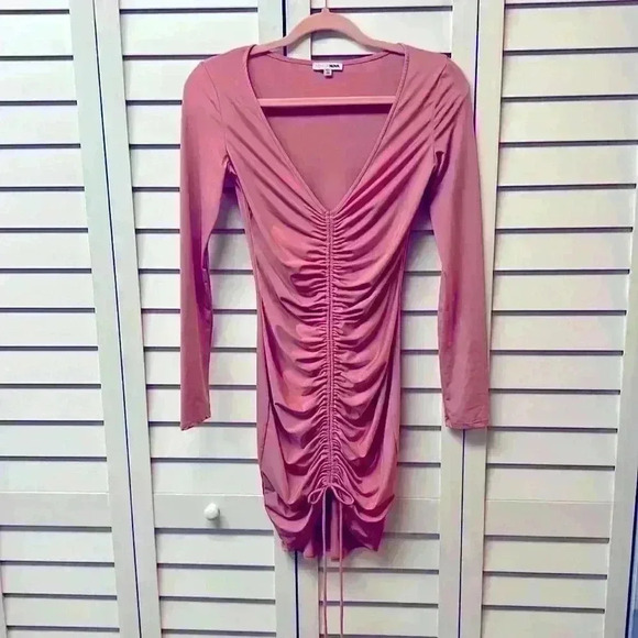 Fashion Nova Long Sleeve Bodycon Dress Size Small Pink - Picture 1 of 6